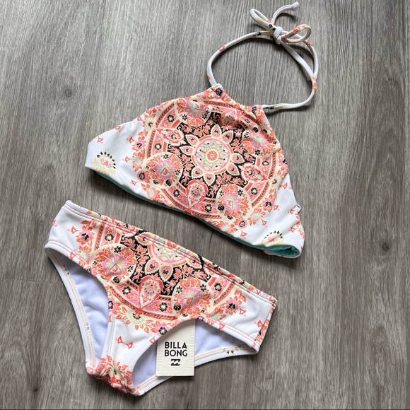 Billabong• Girls' Groovy Luv Hi Neck Swim Suit - Picture 3 of 13